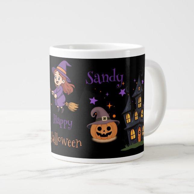 Grande Caneca de café personalizada de Halloween (Frente Esquerda)