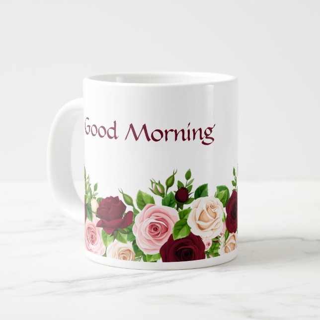 Grande Caneca de café personalizada floral (Frente Esquerda)