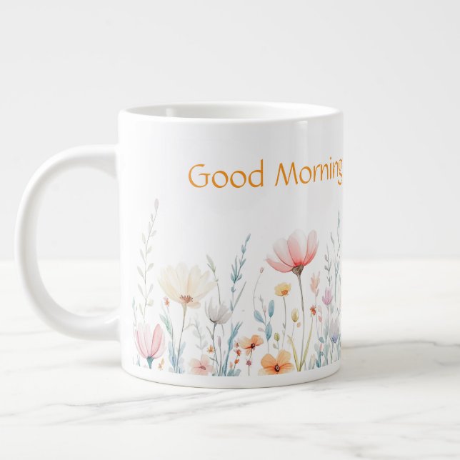 Grande Caneca de café personalizada floral (Esquerda)