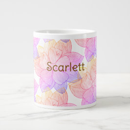 Grande Caneca de Café Personalizada Floral Scarlett