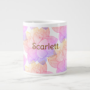 Grande Caneca de Café Personalizada Floral Scarlett