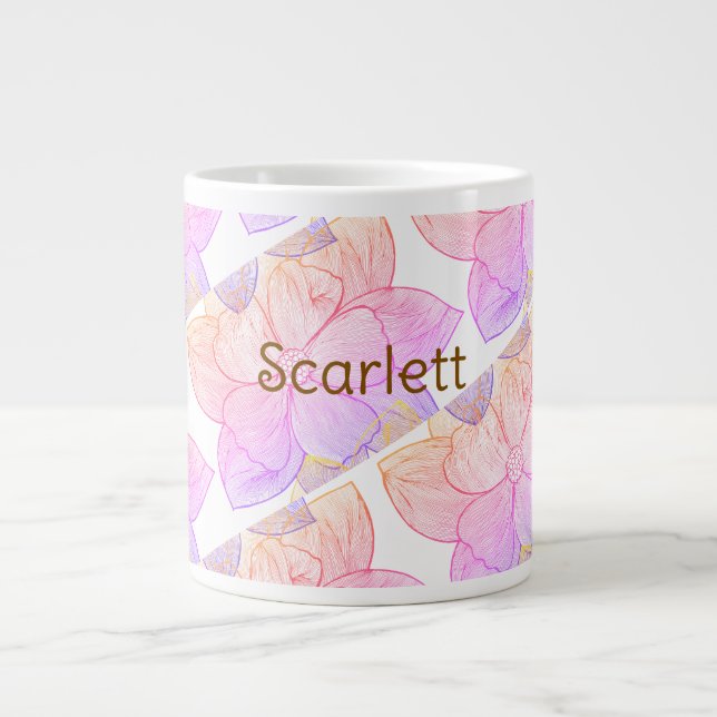 Grande Caneca de Café Personalizada Floral Scarlett (Frente)