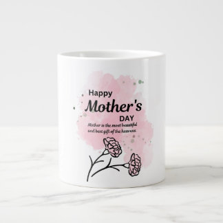 Grande Caneca de Café PinkFloral Dia das Mães Feliz