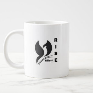 Grande Caneca de Café Preta Minimalista com Logotipo do P