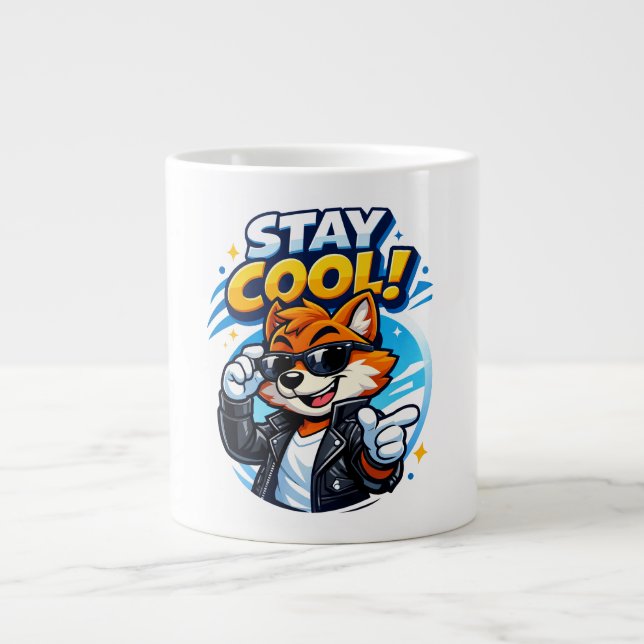 Grande Caneca de Café Raposa Fofa – Design de Cerâmica de (Frente)