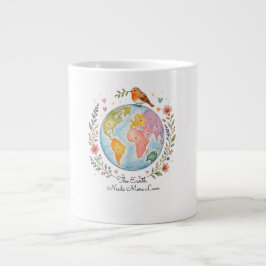 Grande Caneca de Café Robin Bird Watercolor Aconchegante