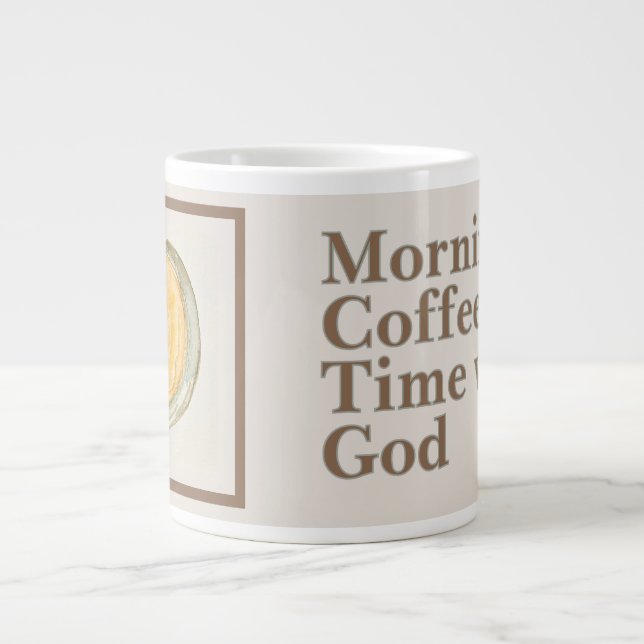 Grande Caneca de Café: Tempo de Café da Manhã com Deus (Frente)