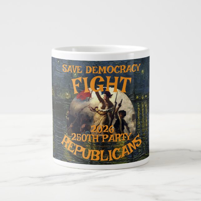 Grande Caneca de café TSA DOJ FV VD STD TRUMP TRUMPS REPÚ (Frente)