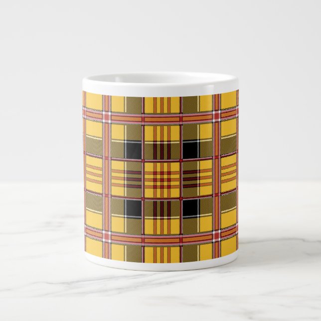 Grande caneca de café xadrez amarelo (Frente)