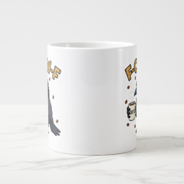 Grande Caneca F-CAW-F Corvo | Caneca de Café Divertida F  (Frente)