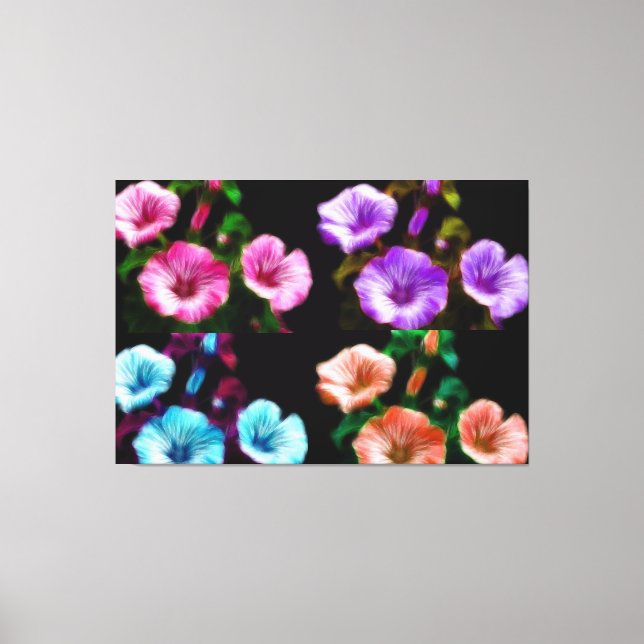 Grande Canvas de Petunias Quadtych Art (Frente)