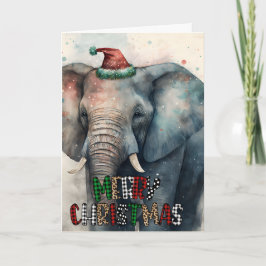 Grande Cartão de Feliz Natal Elefante Feliz