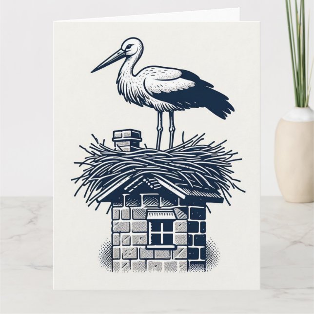 Grande Cartão de Saudação de Stork Dobrado (Frente)