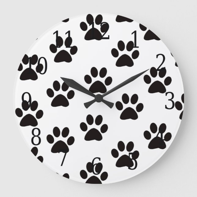 Grande Cat Paw Imprime Relógio (Frente)