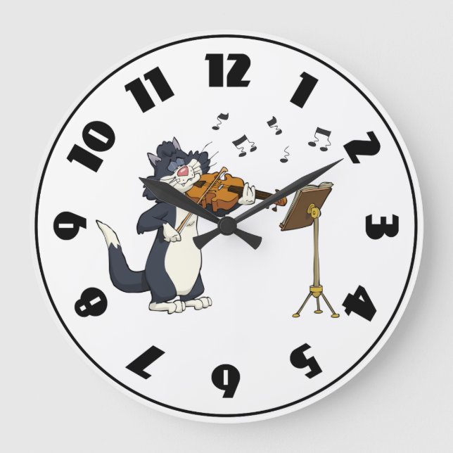 Grande Cat Tocando O Relógio De Violino (Frente)