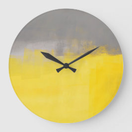 Grande cinza simples e relógio de arte amarelo