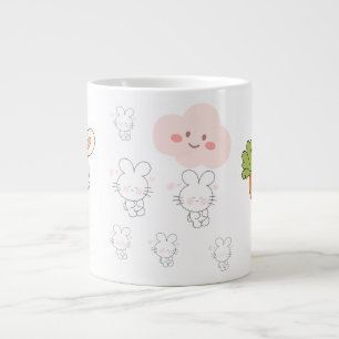 Grande Coelho Fofo com Caneca de Café de Cenoura Rabino