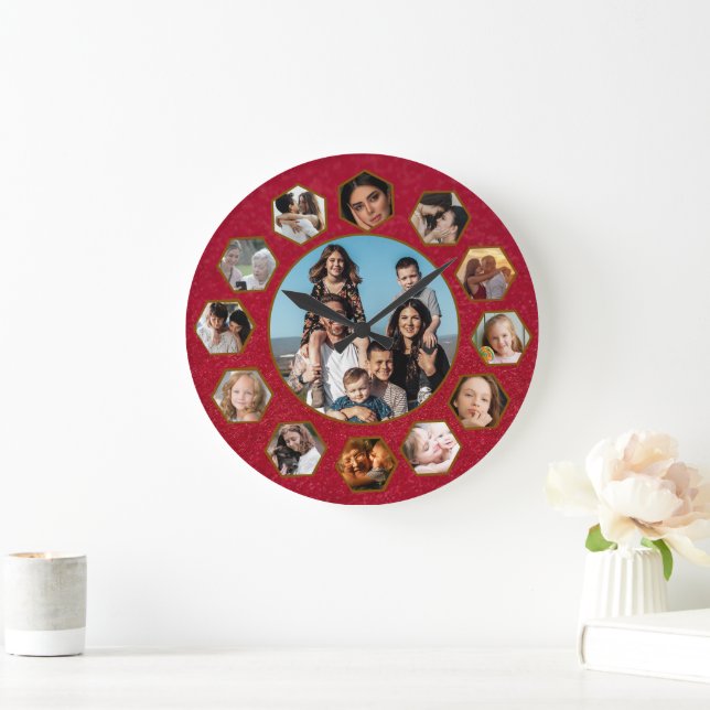 Grande Colagem de Fotos Personalizada Relógio | Presente  (Lar)