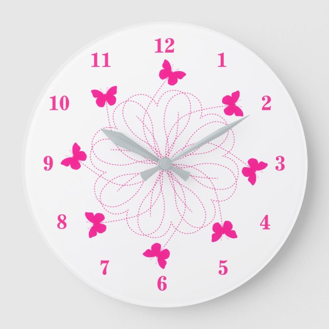 Grande Cores Personalizadas Borboletas Rosa de Relógio -  (Frente)