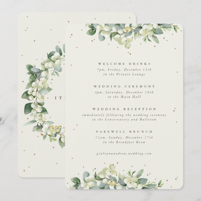 Grande Creme Snowberry+Eucalyptus Wedding Itinerár (Frente/Verso)