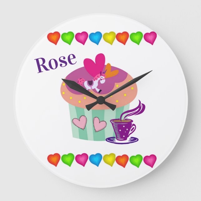 Grande Cupcake Copia Relógio de Pônei (Frente)