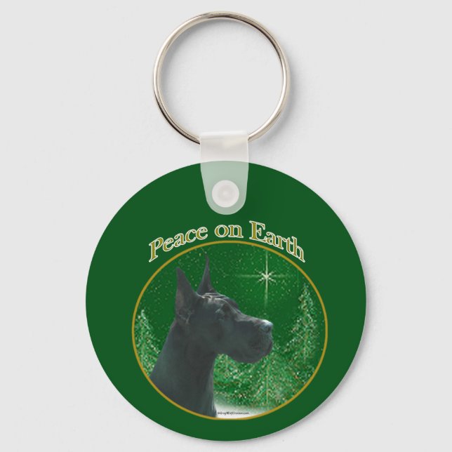 Grande Dane (preto) Chaveiro de Paz (Frente)