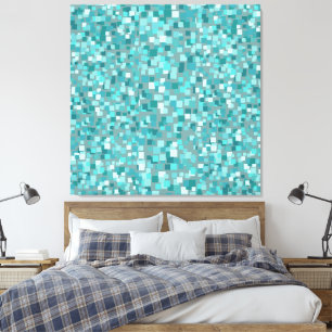 Grande Decoração de Muro de Mosaico Turquesa