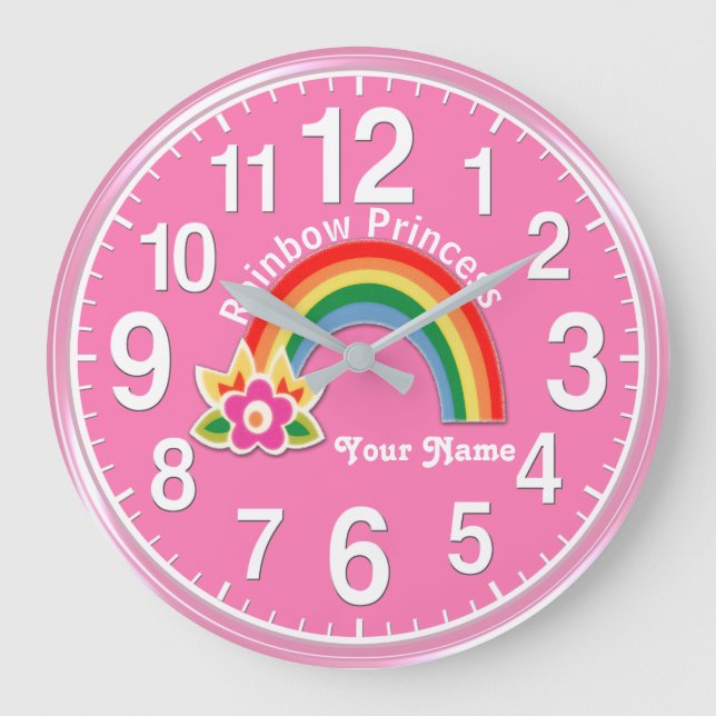 Grande Delicioso Relógio Princesa Arco-Íris PERSONALIZADO (Frente)