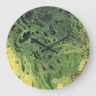 Grande Desaparece 3 Relógio de Abstrato Verde Amarelo Neg