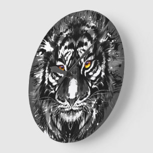 Grande Desenho Colorido de Tigre - Relógio de Tigre Abstr