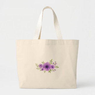 Grande Design de Bolsa Tote de Buquê Floral Roxo Elegante