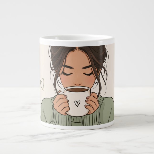 Grande Design de Caneca de Café Fofo Café Alimenta Meus O (Frente)