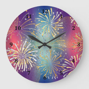 Grande Design de Relógio com Fireworks Ilustrado