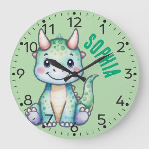 Grande Dino Cute Personalizado - Relógio de Muro Carnotau