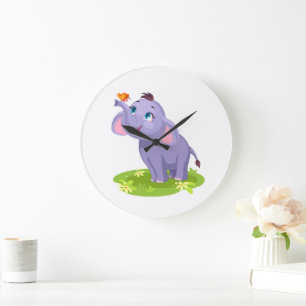 Grande Elefante giro com relógio de borboleta