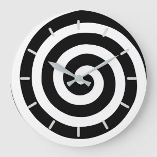 Grande Espiral Concêntrica em Relógio Redondo Preto e Bra