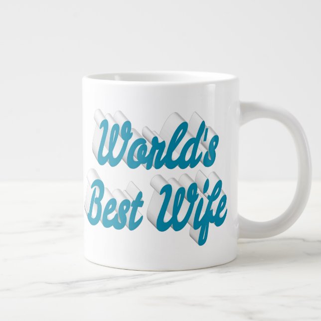 Grande Esposa céu azul meia-texto caneca gigante de café (Direita)