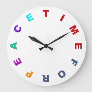 Grande Face do relógio - HORA PARA A PAZ colorida