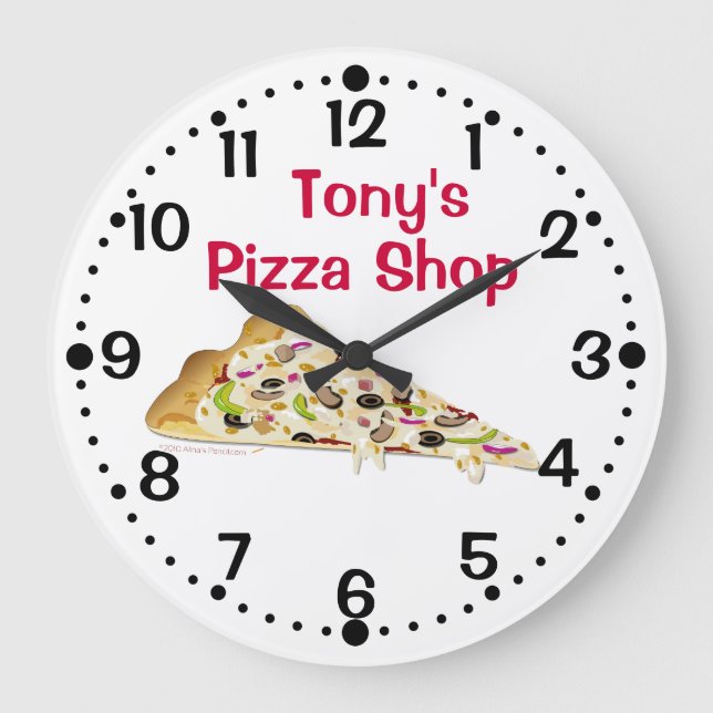 Grande Fatia de Pizza Nome Personalizado Compro Relógio d (Frente)