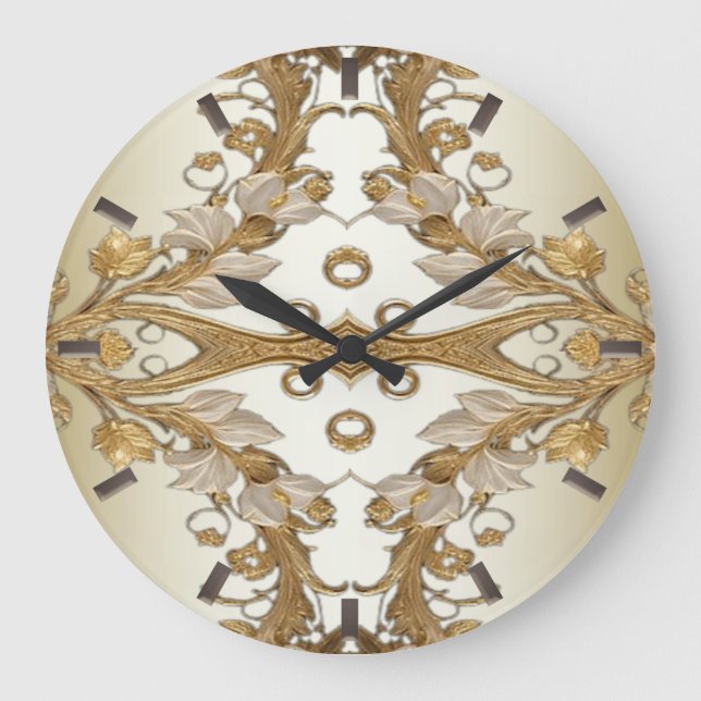 Grande Flores brancas - Relógio Dourado Decorativo de Par (Frente)