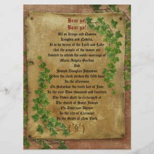 Grande formato de convite para casamento medieval