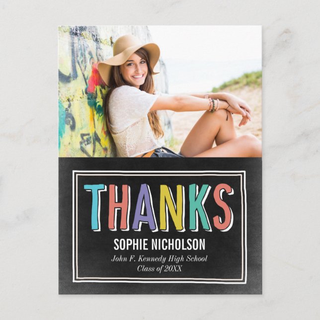 Grande Graduação de Notícias Obrigado Cartão Posta (Frente)