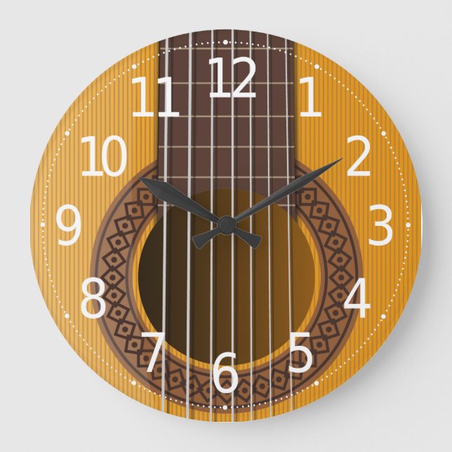 Grande Guitarra Musical Simples Elegante | Relógio De Par (Frente)