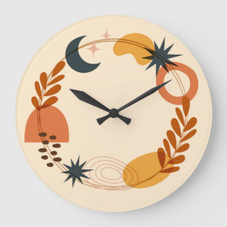 Grande Ilustração Boho De 10,75" Relógio Redondo Acrílico