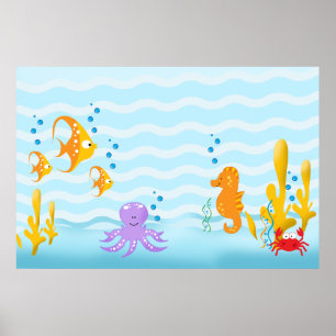 GRANDE IMPRESSÃO ARTÍSTICA DEBAIXO DO MAR 36 x 24