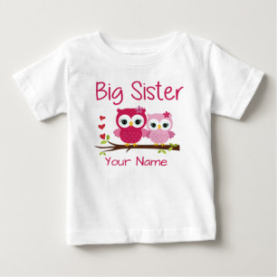 Grande Irmã Coruja Rosa Personalizada Camisa T