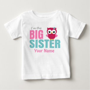 Grande Irmã Coruja Rosa Personalizada Camisa T