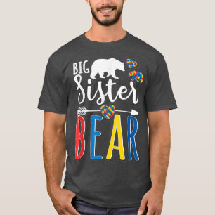 Grande Irmã Urso Autismo Consciência Camisa Apoio