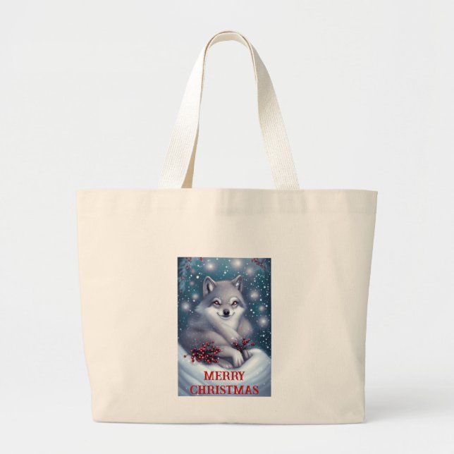 Grande Lobo de Natal - Bolsa Tote (Frente)