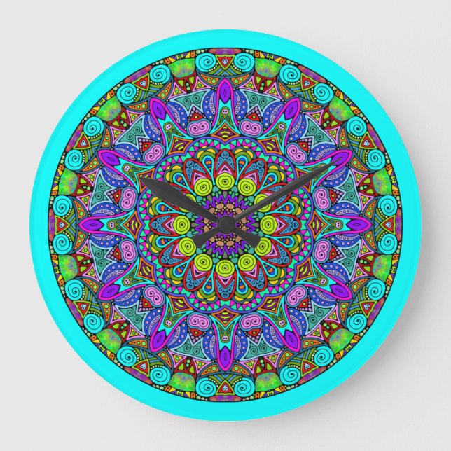 Grande Manipular a pintura Mandala Relógio Face 4 (Frente)